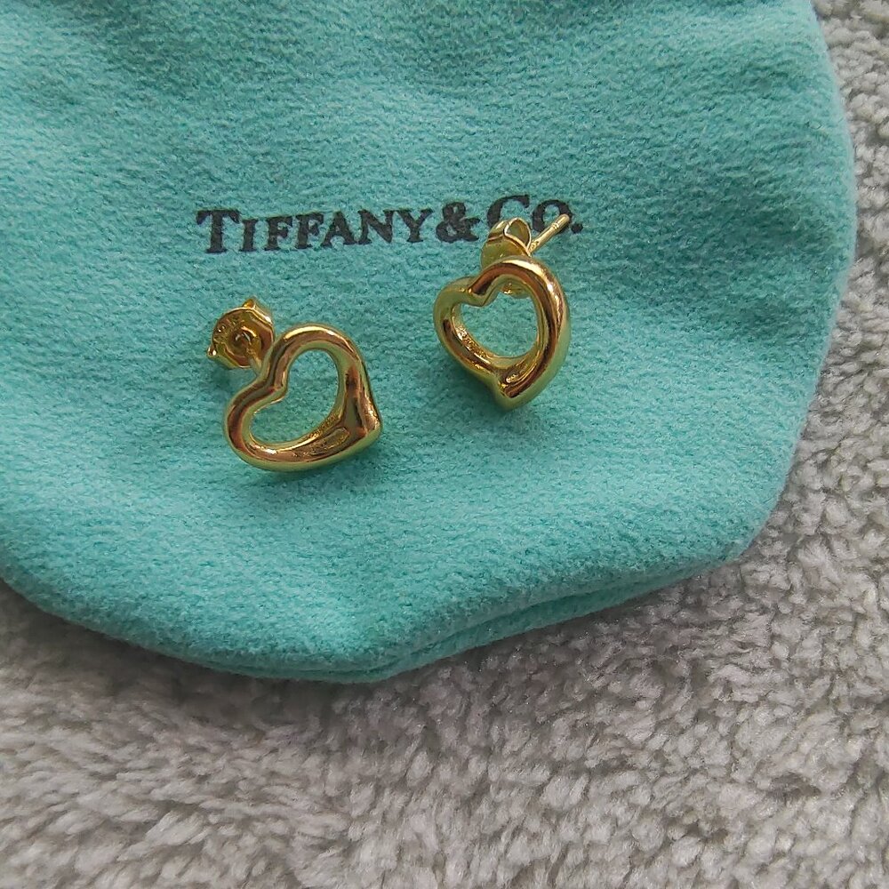 Tiffany & Co Gold Hollow Heart Earrings